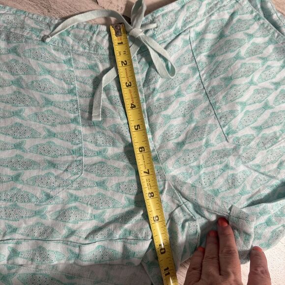 VINEYARD VINES Teal Blue Pigment Fish Print Linen Shorts Sz 2 Mint Green LN $88 - Picture 12 of 15